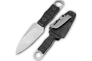LFHC 6.7 Inch Small Tactical Fixed Blade Knife with Sheath and Clip, Full Tang Camping Fixed Blade Knives for Survival EDC Hiking Hunting, Gifts for Men (White)