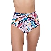 Profile by Gottex Aura Shirred High Waist Bottom - Front & Back Lining, Tummy Control Comfortable Flattering Look