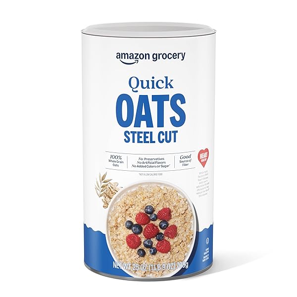 AMAZON GROCERY, STEEL CUT QUICK OATS, 25 OZ (PREVIOUSLY HAPPY BELLY, PACKAGING MAY VARY)