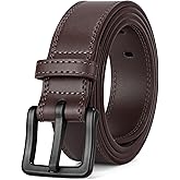 XZQTIVE Men’s Metal Free Belt Hypoallergenic Leather Belts For Jeans Dress Nickle Free TSA Belt With Black Buckle