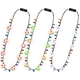 3PCS Light Up Christmas Necklace, 3 Glow Modes Multicolor Xmas Accessories, 3 Kinds of Party Favors, Santa Claus Snowman Tree Designs, Xmas Light Decorations for Ugly Sweater Festive Party Supplies