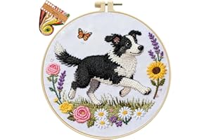 Shepherd Embroidery Kit: Dog Pattern Stamped Cross Stitch Kit - Poly-Cotton Fabric Needlepoint Starter Set - DIY Pet Lover Gi