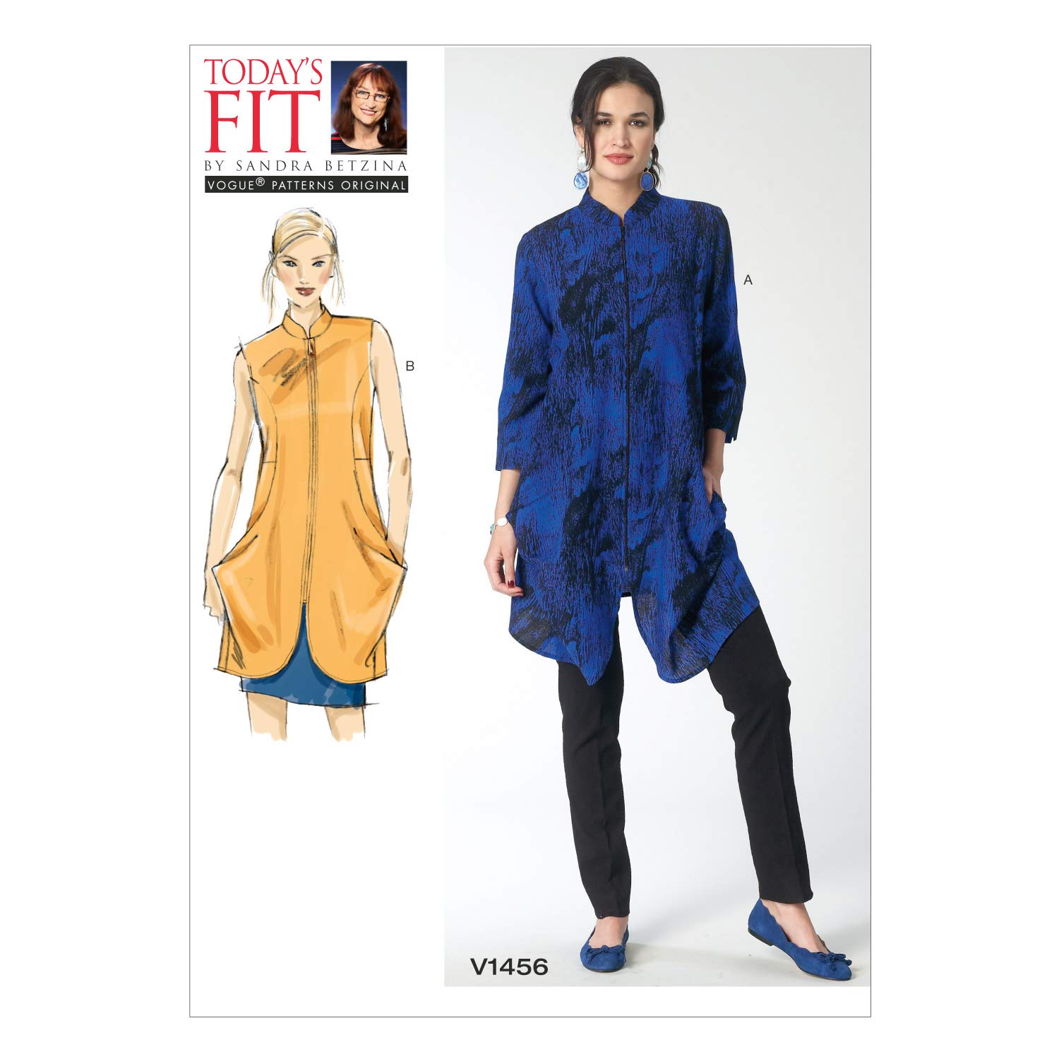 VOGUE PATTERNS, 1456 OS,Misses Tunic,Sizes A-B-C-D-E-F-G-H-I-J, White, One Envelope