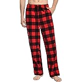 Nutria Mens Flannel Pajama Pants Plaid Cotton Soft Brushed Sleepwear Winter Warm Lounge Sleep PJ Bottoms with Pockets U06