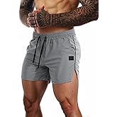 FLYFIREFLY Men's Gym Workout Shorts Quick Dry Lightweight Athletic Shorts Running Bodybuilding Training with Towel Loop