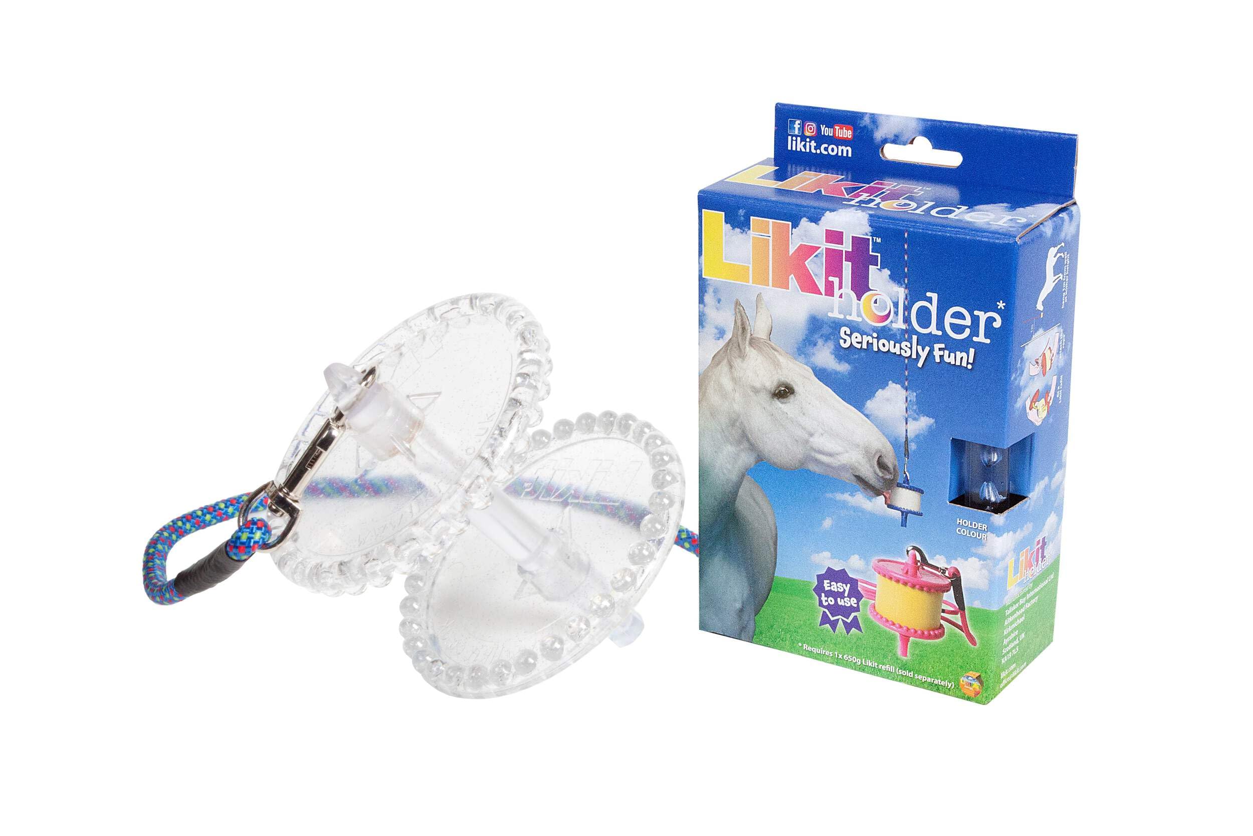 Likit Holder Clear Glitter | Stable Toy for Horses, use Horse Treats | Help Horse Boredom | Clear Glitter
