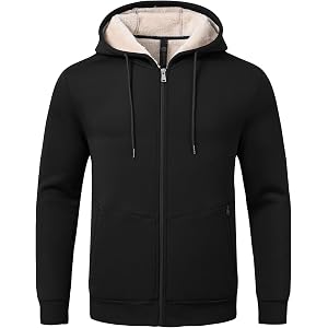 MoFiz Men's Fleece Jackets Coats Full Zip Hoodie lined Warm Sweatshirt | well-made soft comfortable thick Fleece warm jacket