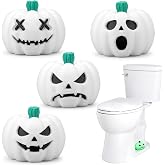 4 Pcs Pumpkin Toilet Bolt Covers, Glow in The Dark Halloween Bathroom Decor | Pumpkin Bolt Screw Caps Decorative, Luminous Green Toilet Screw Covers, PLA Bathroom Decor, Halloween Gift, Easy to Install