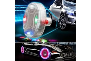 4 Pcs Flash Wheel Tire Light, MACHSWON Colorful LED Solar Wheel Hub Tire Lights, Tyre Valve Cap Strobe Lamp Waterproof Kit Four Modes for Car Vehicle Motorcycle Bike