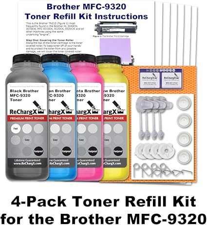 Amazon Com Brother Mfc 93 Toner Refill Kit 4 Pack Black Cyan Magenta Yellow Office Products