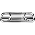 HECASA Chrome Front Big Horn Grille Replacement Shell Compatible with 2013-2018 Dodge RAM 1500 (W/Light)