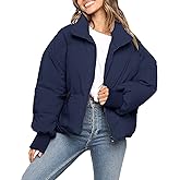 MEROKEETY Women's Winter Puffer Jacket Long Sleeve Short Warm Quilted Baggy Coats 2025 Outerwear