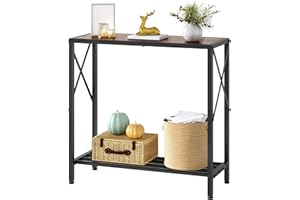 Tajsoon Console Table 28.3''L, 2 Tier Narrow Entryway Table with Open Shelves, Small Sofa Table for Living Room, Entrace, Hallway, Foyer, Corridor, Office, Rustic Brown