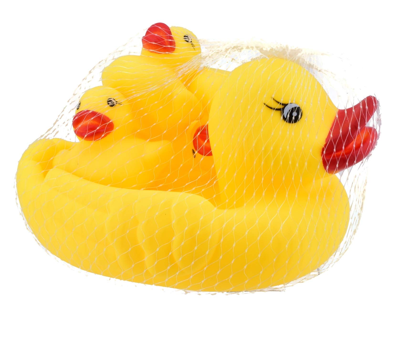 KandyToys 4 Large Plastic Ducks Bath Toys in Net