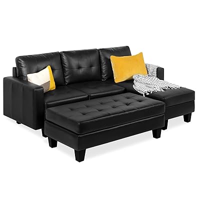 Best Choice Products 3-Seat L-Shape Tufted Faux Leather Sofa Set