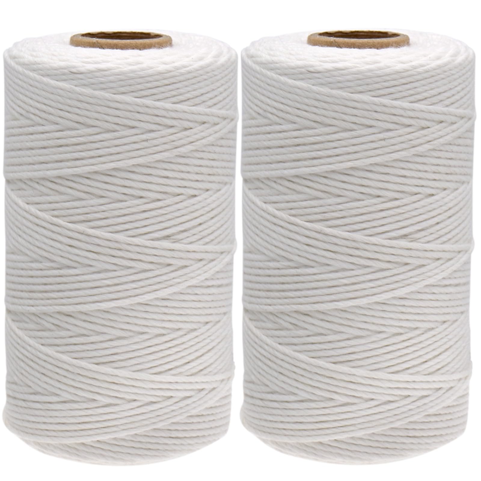 KINGLAKE 2x100m White Cotton String, 2mm Butchers Kitchen String Bakers Twine for Cooking Meat, Crafts, Gift Wrapping, Gardening