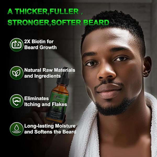 NEWBLUECARE BEARD OIL AND BEARD BALM FOR MEN – BEARD GROWTH KIT FOR BEARD SOFTEN AND MOISTURE – NATURAL & ORGANIC JOJOBA, ARGAN, SHEA BUTTER – BEARD CARE KIT FOR DAD, HUSBAND, BOYFRIEND, GREEN