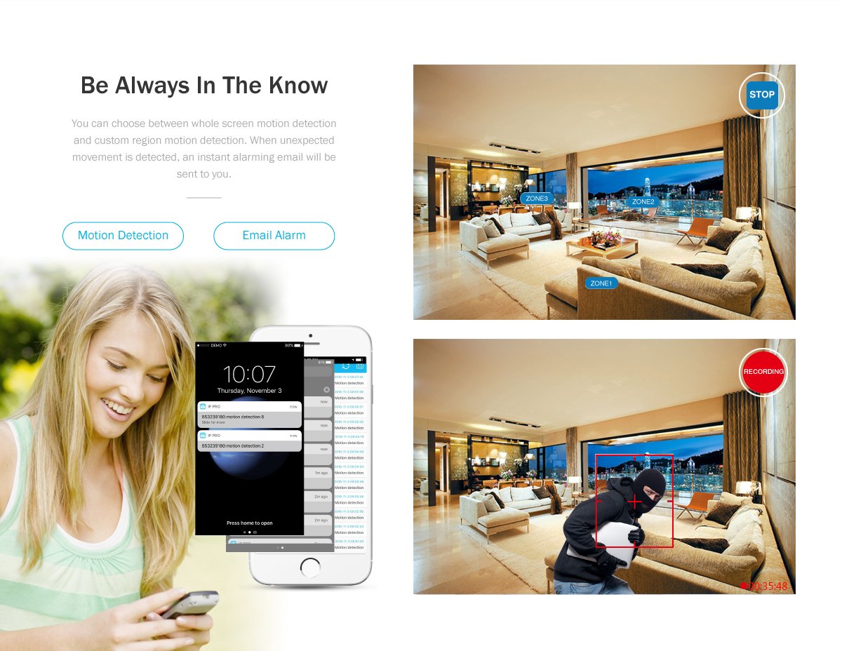 Sricam Wireless IP Camera 720P Outdoor Security Camera H.264 ONVIF IR-CUT with Automatic Night Vision Support IOS and Android System/Remote View/Motion Detection