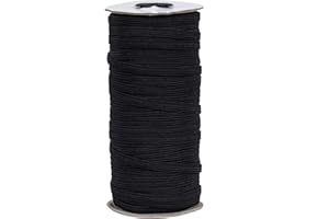 TOPERIN Elastic Bands for Sewing 1/4 Inch 100 Yards Flat Elastic Cord Stretch String Rope Black