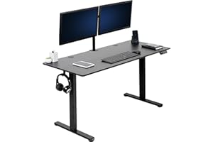 VIVO Electric 55 x 24 inch Stand Up Desk, Complete Height Adjustable Standing Home & Office Workstation with Memory Controller, Black Top, Black Frame, DESK-E155TB