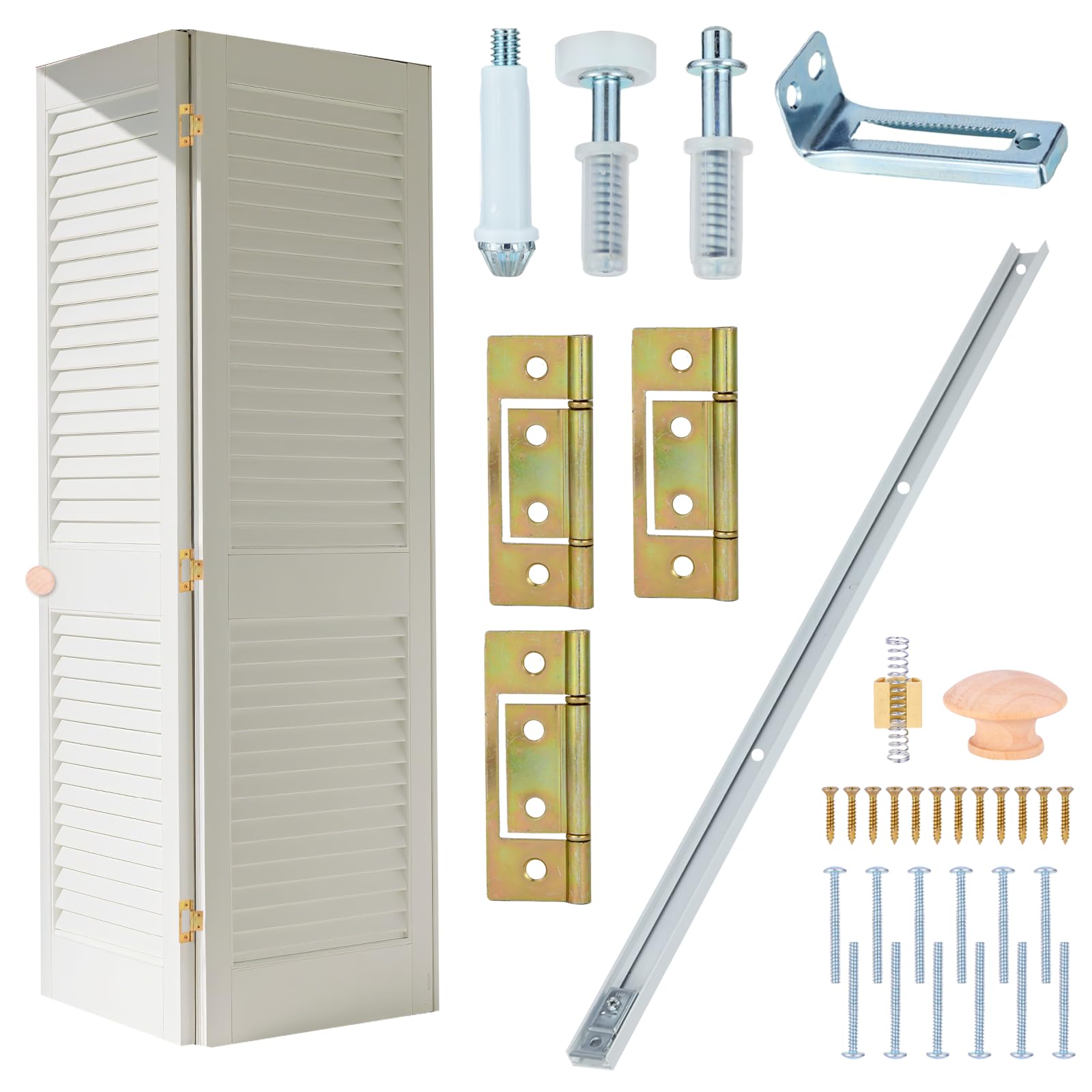 Photo 1 of *USED*
Bifold Closet Door Hardware Kit – 1 × 48" Tracks, Complete Set for 1 Doors with Brackets, Pivots & Guide Wheels, for Bi-fold Closet Door Hardware Used.