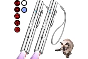 IVVTRYI Laser Pointer Cat Toy Cat Pointer Toy,Bird Toys Laser Pointer,7 Adjustable Patterns Laser,Dog Toys Long Range 3 Modes Training Chaser Interactive Toy,USB Recharge （2Pcs）