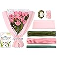 iCraftine 200 Pieces Pipe Cleaners Craft Supplies DIY Chenille Stems Tulip Bouquet Kit with Step-by-Step Video Tutorials for Wedding Gift, Holiday Decoration