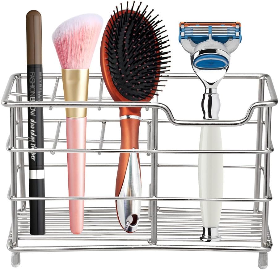 Amazer Toothbrush Holder Stainless Steel Rustproof Metal Bathroom Toothpaste Holder Stand with Multi-Functional 7 Slots for Toothbrush Toothpaste Cleanser: Kitchen & Dining