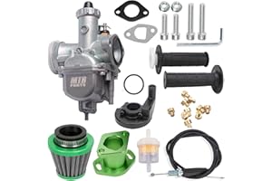 MTRPARTS VM22 Carburetor Predator 212CC 196cc CT200U KT196 Moto Mini Bike Race and Go Kart 6.5HP Baja Warrior Heat - Includes MB165 MB200 Air Filter Kit & Cable Accelerator Throttle Control Handle (green)