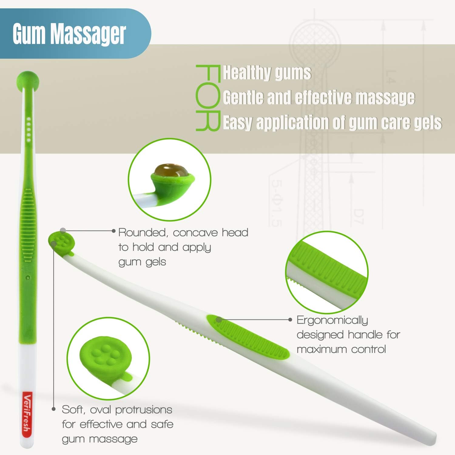 VeriFresh Natural Gum Stimulator & Massager with Gum Gel – Patented Complete Gum Care Kit for Healthy Gums: Health & Personal Care