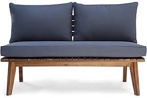 Christopher Knight Home Boyle Outdoor Acacia Wood Loveseat, Teak Finish/Gray