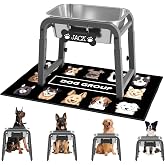 1.2 Gallon Elevated Dog Water Bowl, Height Adjustable (10.4&ndash;15.2'') Raised Stainless Steel Bowl with Spill-Proof Mat &amp; Sturdy Metal Stand, Tip-Proof, Easy to Clean, Indoor &amp; Outdoor Use