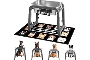 ADENGL 1.2 Gallon Elevated Dog Water Bowl, Height Adjustable (11–17'') Raised Stainless Steel Bowl with Spill-Proof Mat & Sturdy Metal Stand, Tip-Proof, Easy to Clean, Indoor & Outdoor Use