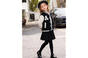 Girls Skirt Set 2 Piece Outfits Button-front Jacket Sweatshirt and Pleated Mini Skirts Fall Winter Clothes Black