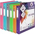 6 Pack 1Inch Round 3 Ring Binder View Binders with 2 Pockets,Holds 225 Sheets Assorted Colors for Office,Home,School