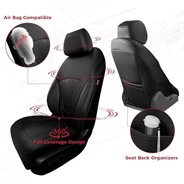 FREESOO FOR HONDA ACCORD SEAT COVERS LX SE SEDAN 2023 2024 2025, CUSTOM FIT CAR SEAT COVERS FULL SET, WATERPROOF LEATHER SEAT COVERS FOR CARS, BLACK
