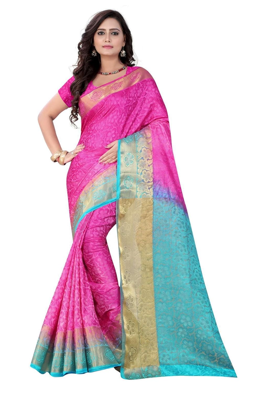 nirja fab women's cotton silk banarasi saree (pink)