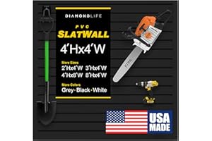 DLDIRECT 48" X 48" - Slatwall Panel Garage Organizer: Heavy Duty Wall Mounted PVC Rack, Interlocking Slat Paneling for Garage Storage, Slotwall Board, Shelves System
