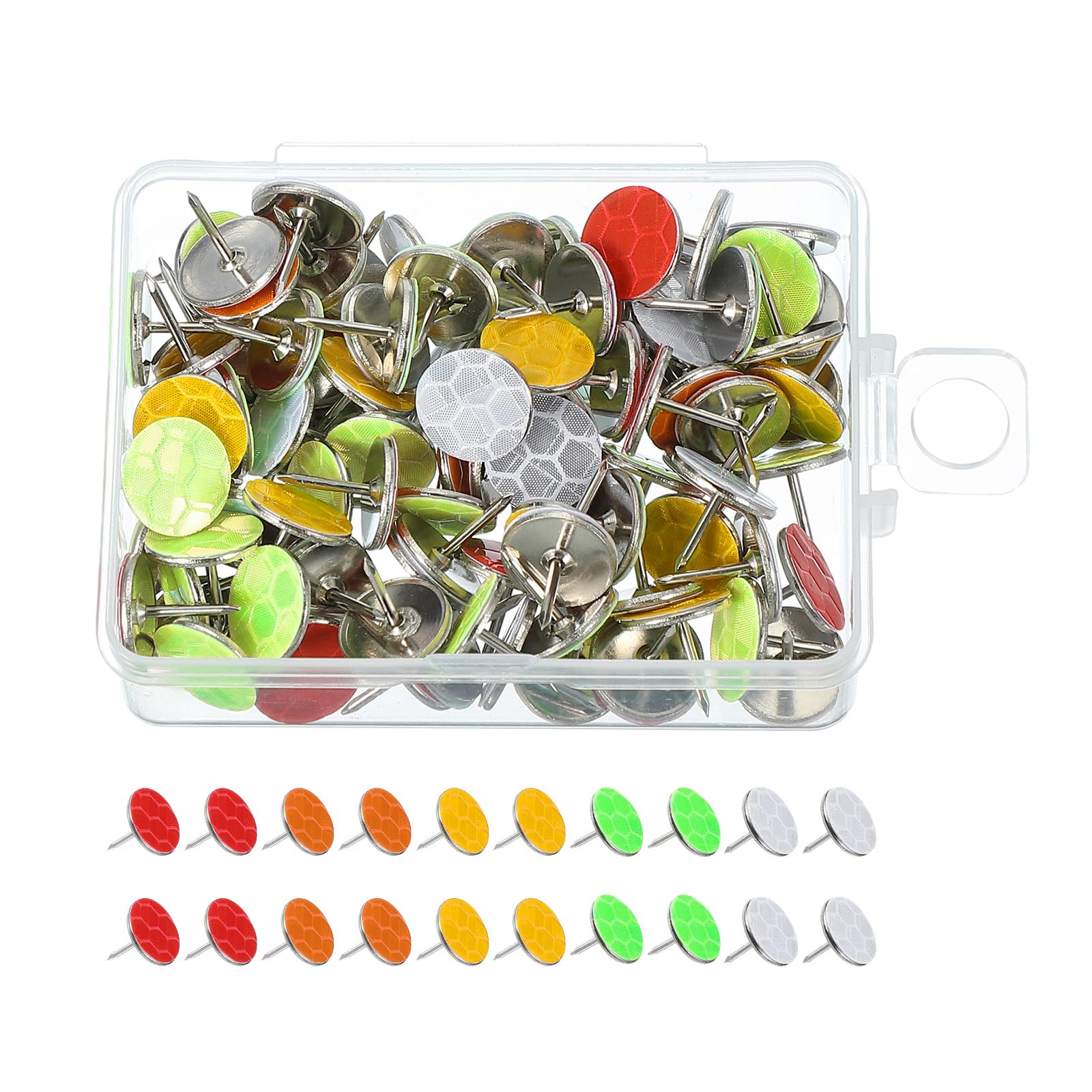 PATIKIL Reflective Tack Trail Marking Tacks, Glow Tacks Reflective Thumb Tacks for Hunting Hiking Camping Tree Stand Multicolor Pack of 100