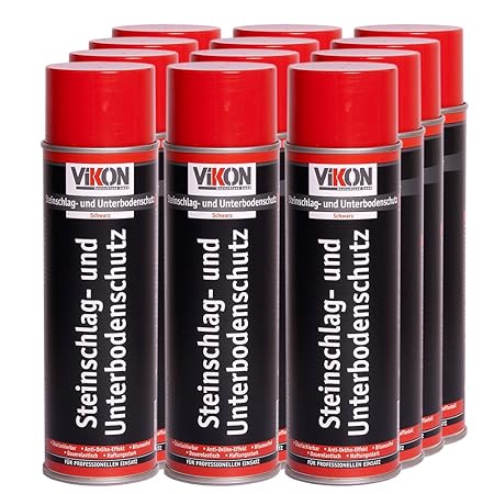 12 Dosen VIKON Steinschlag-Unterbodenschutz-Spray Schwarz 500 ml, überlackierbar