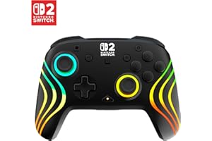 Turtle Beach Afterglow Wave Wireless RGB Gaming Controller - Officially Licensed for Nintendo Switch 2, Nintendo Switch/Switch Lite/OLED - TMR Thumbsticks, Customizable Lighting - Black