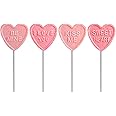 Fruidles Valentine's Heart Lollipop Candy Sucker Assortment, Dextrose Pressed Candy, Kiss me, Be Mine, I Love You and Sweet Heart, Individually Wrapped (12-Pack)