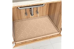 SIKADEER Under Sink Mat for Bathroom Waterproof, 19" x 19" Silicone Under Sink Liner Bathroom Cabinet Shelf Protector, Fits 21inch Standard Kitchen Bathroom Cabinet Mat Under Sink Organizer Drip Tray