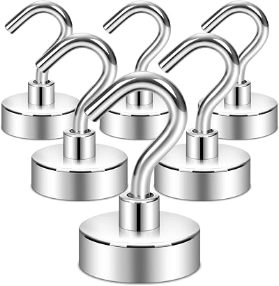 Neosmuk Magnetic Hooks 15kg Heavy Duty Pack of 6 White