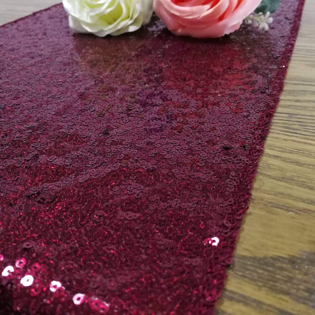 Amazoncom Wedding Decor 12x120 Inch Burgundy Sequin Table Runner