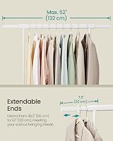 SONGMICS Clothes Rack on Wheels Heavy Duty 100 kg Extendable Rail 92-132 cm view 4