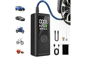Tire Inflator 150PSI Air Compressor Portable, 3X Faster Car Air Pump with Digital Pressure Gauge Auto-Off & LED Light, 10000m