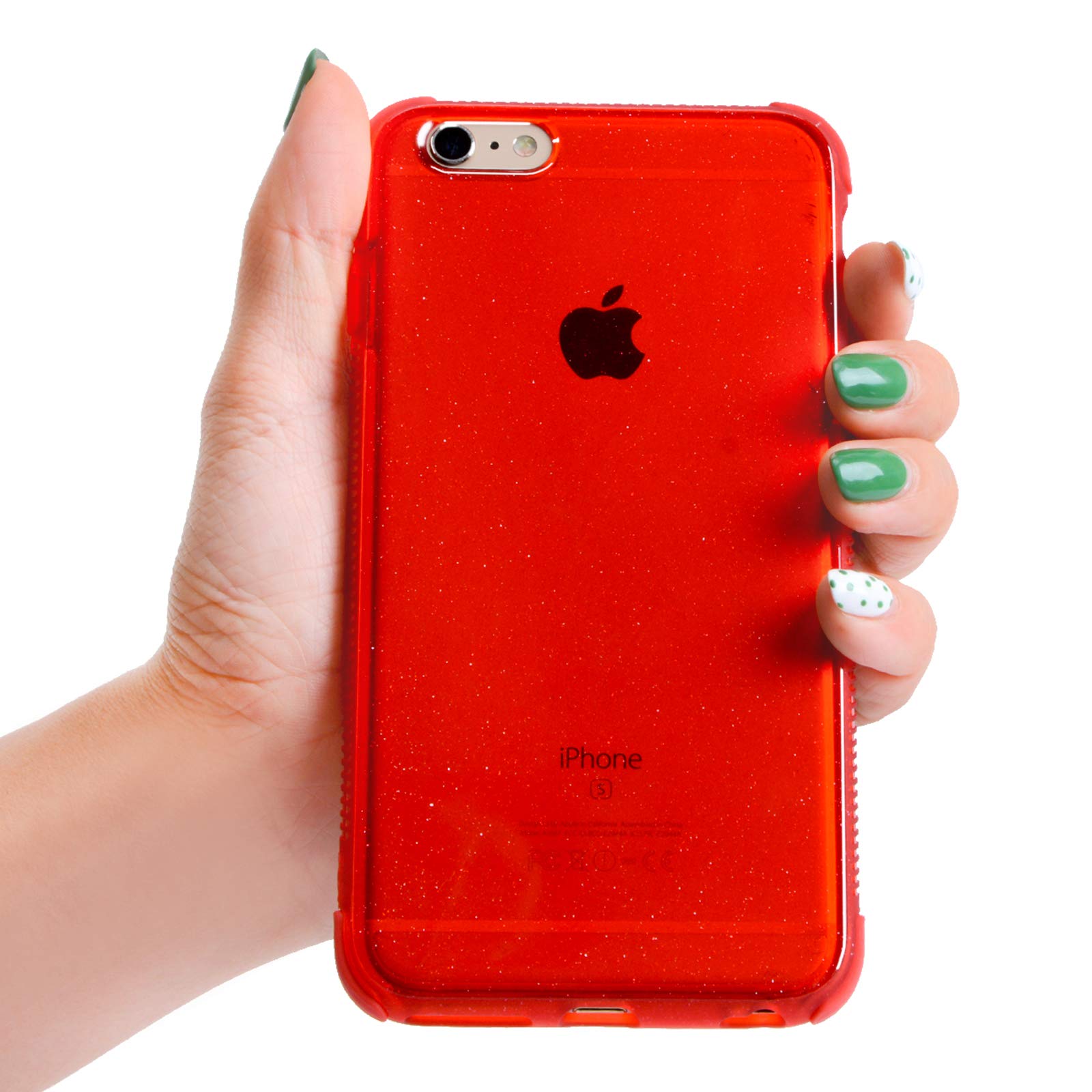 Voilamart iPhone 6 Case, iPhone 6s Case Bling Shiny Cute Pattern Design Sparkle Glitter Anti-Slick/Protective Case for iPhone 6/6s 4.7 Inch, Red