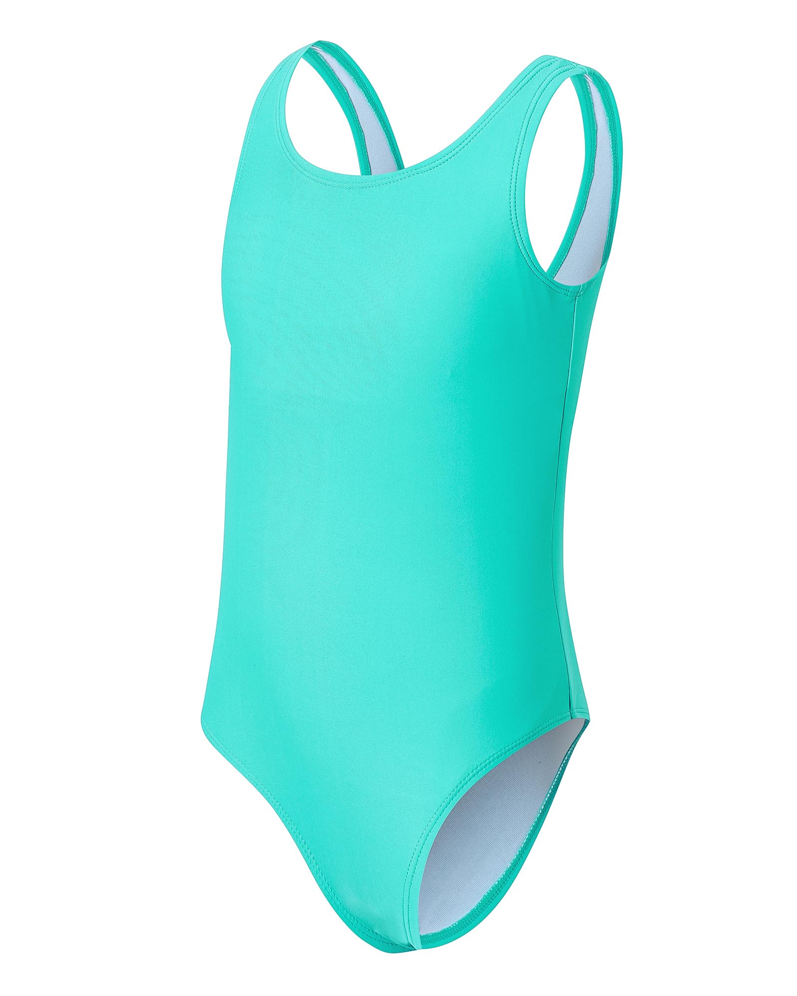 Photo 1 of Yizuoding Girls Swimsuits for Girl One Piece Swimsuit Solid Color Girls' Swimwear Cute Girl Bathing Suit Quick Dry Beach Kids Swimsuit for Teens 14-16Y Green 005