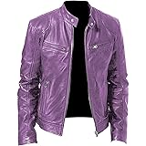 SWJGLITTR Men Slim Fit Motorcyle Leather Jacket